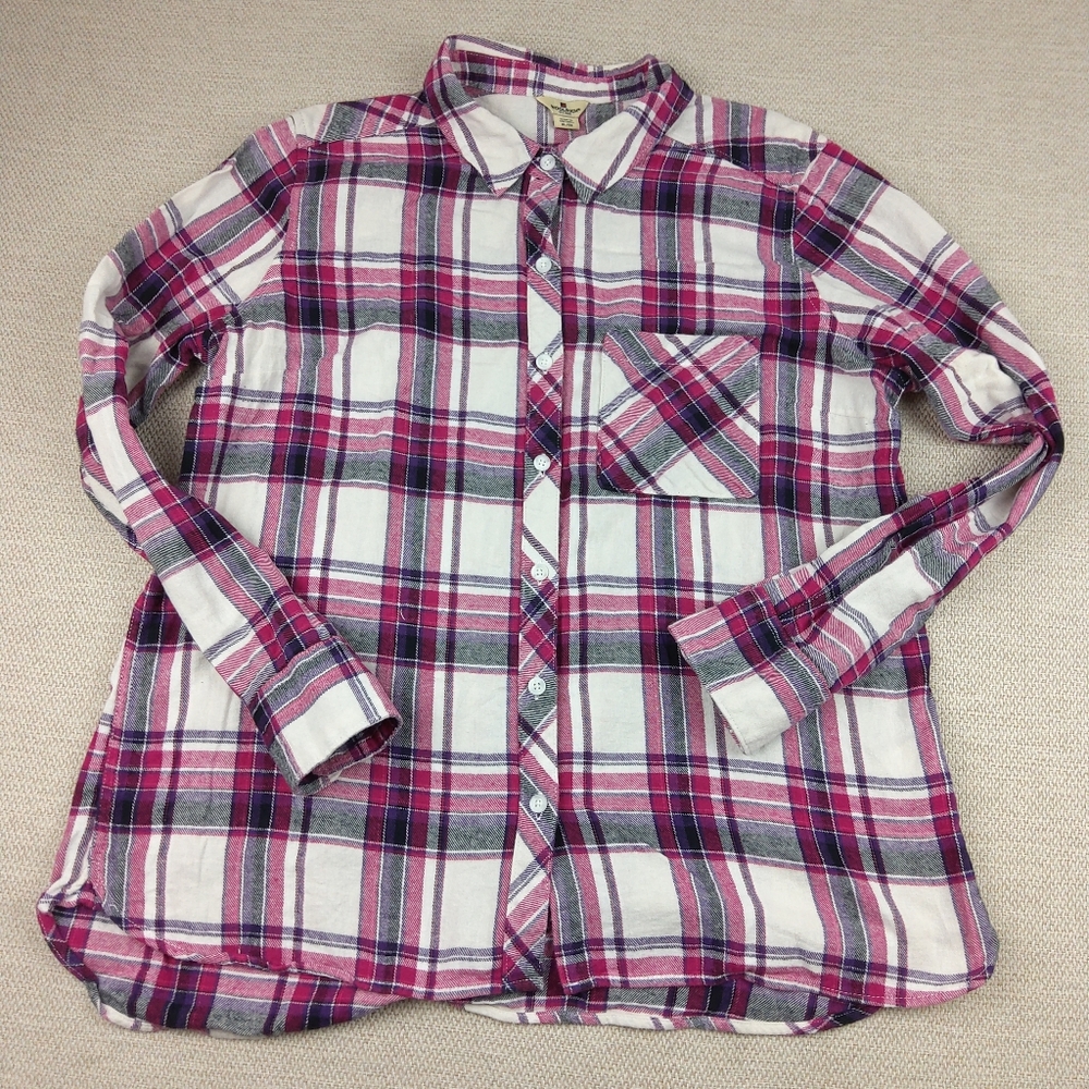 Woolrich Womens 100%‎ Cotton Flannel Shirt, Pink/BLack, Size XL
